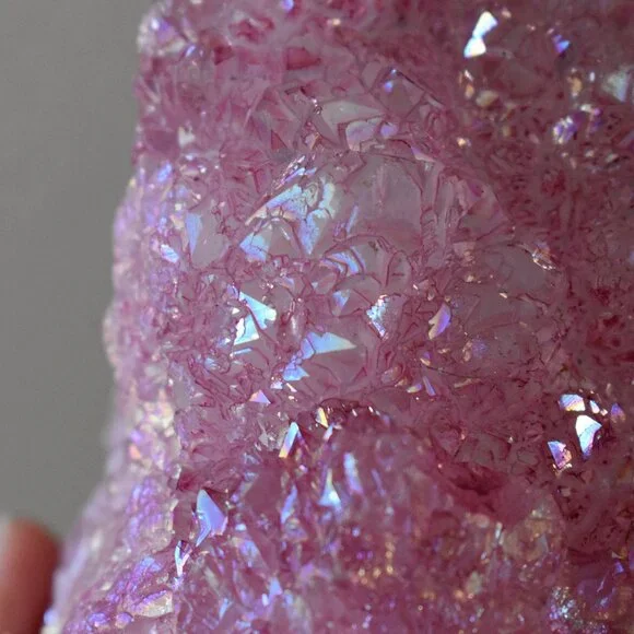 Large OOAK Pink Dyed Natural Aura Quartz Crystal Cluster - witchy mystical decor